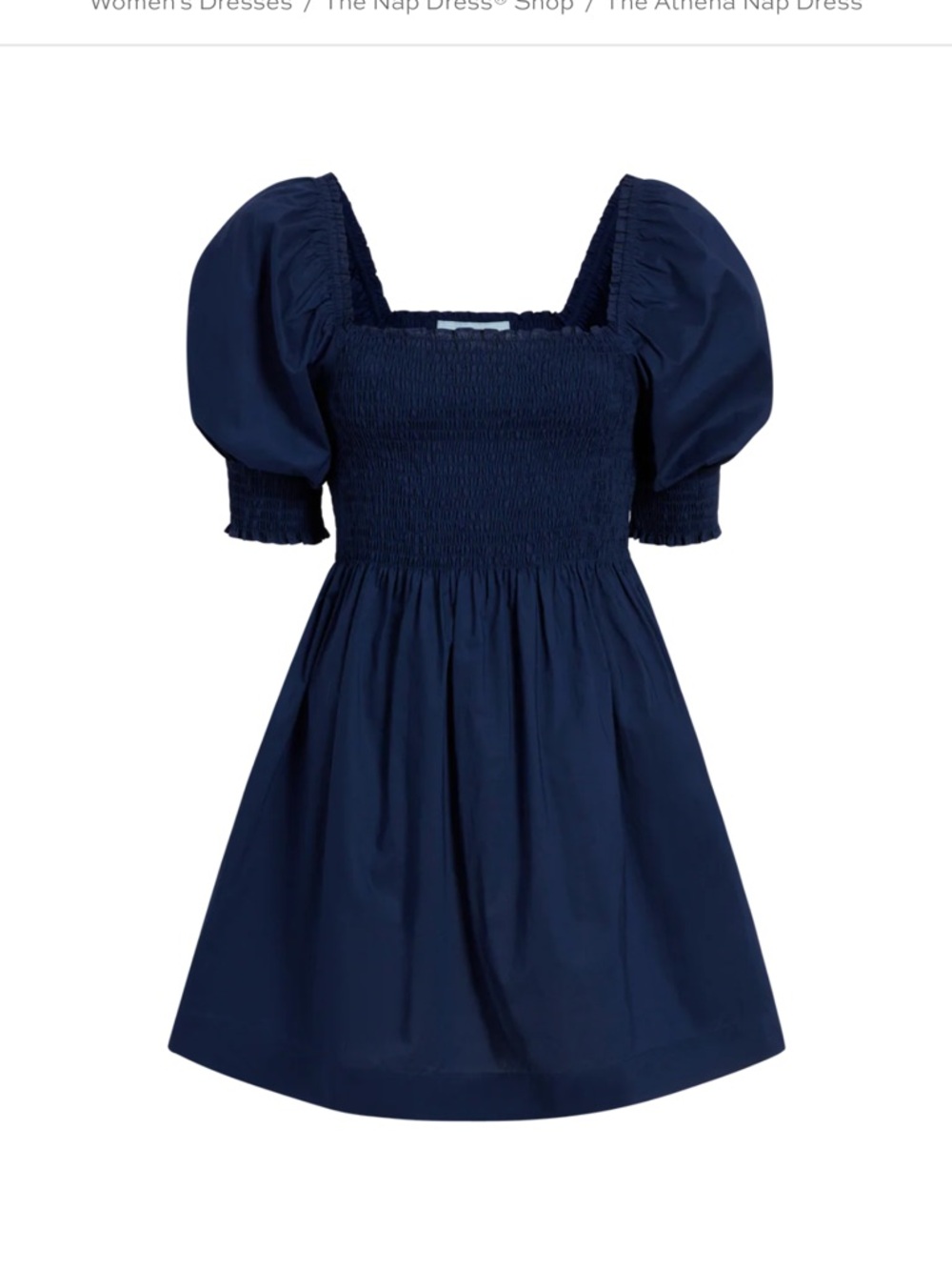 Hill House Square-Neck Puff-Sleeve Casual Dress in Navy